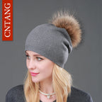 Bonnet en laine tricotée automne hiver pour femmes