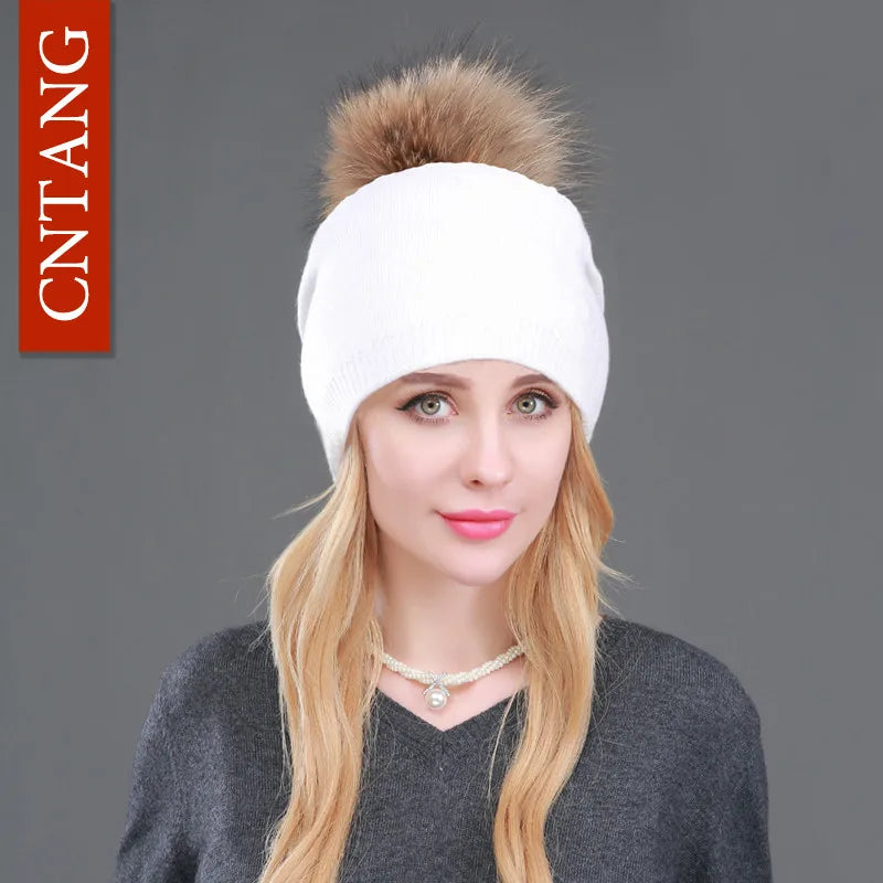Bonnet en laine tricotée automne hiver pour femmes