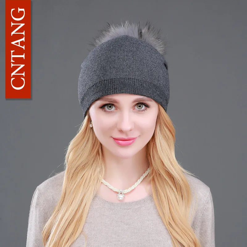 Bonnet en laine tricotée automne hiver pour femmes