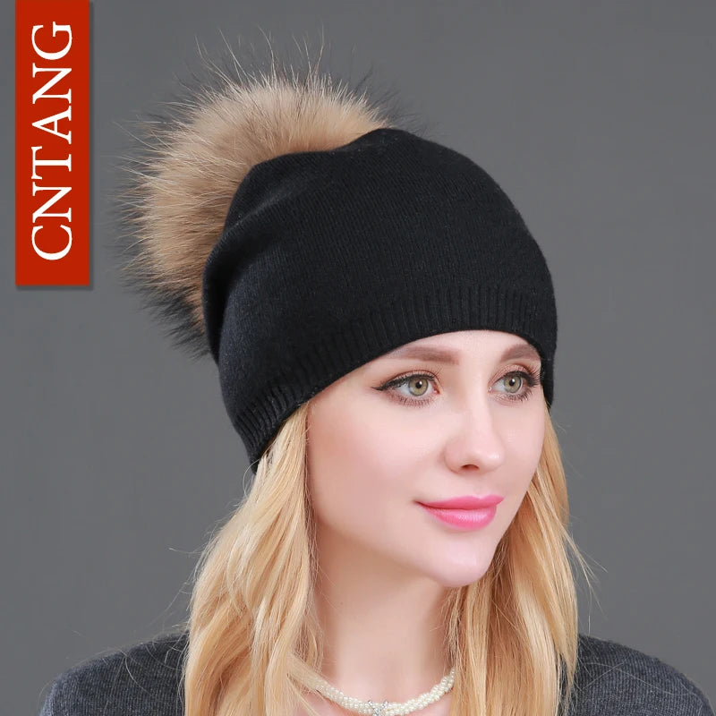 Bonnet en laine tricotée automne hiver pour femmes