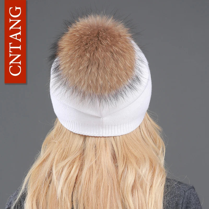 Bonnet en laine tricotée automne hiver pour femmes