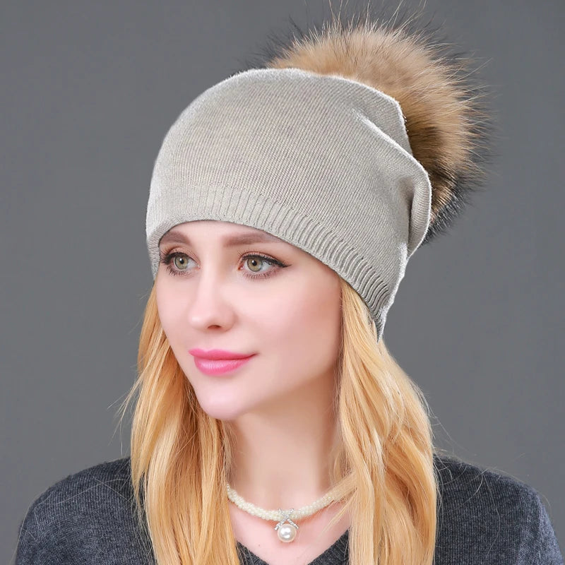 Bonnet en laine tricotée automne hiver pour femmes