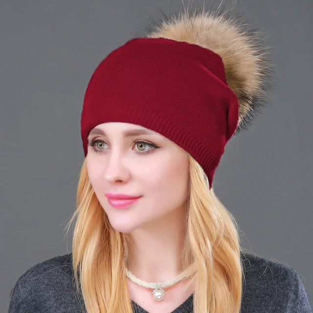 Bonnet en laine tricotée automne hiver pour femmes
