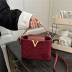 Fashionable Mini Suede Women's Bag, Faux Suede Tote Bag, Hardware Lock Buckle Decoration Handbag Purse Shoulder Cross Body Bags