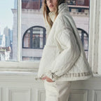 European and American style winter new style stand collar loose drawstring zipper cotton jacket for women