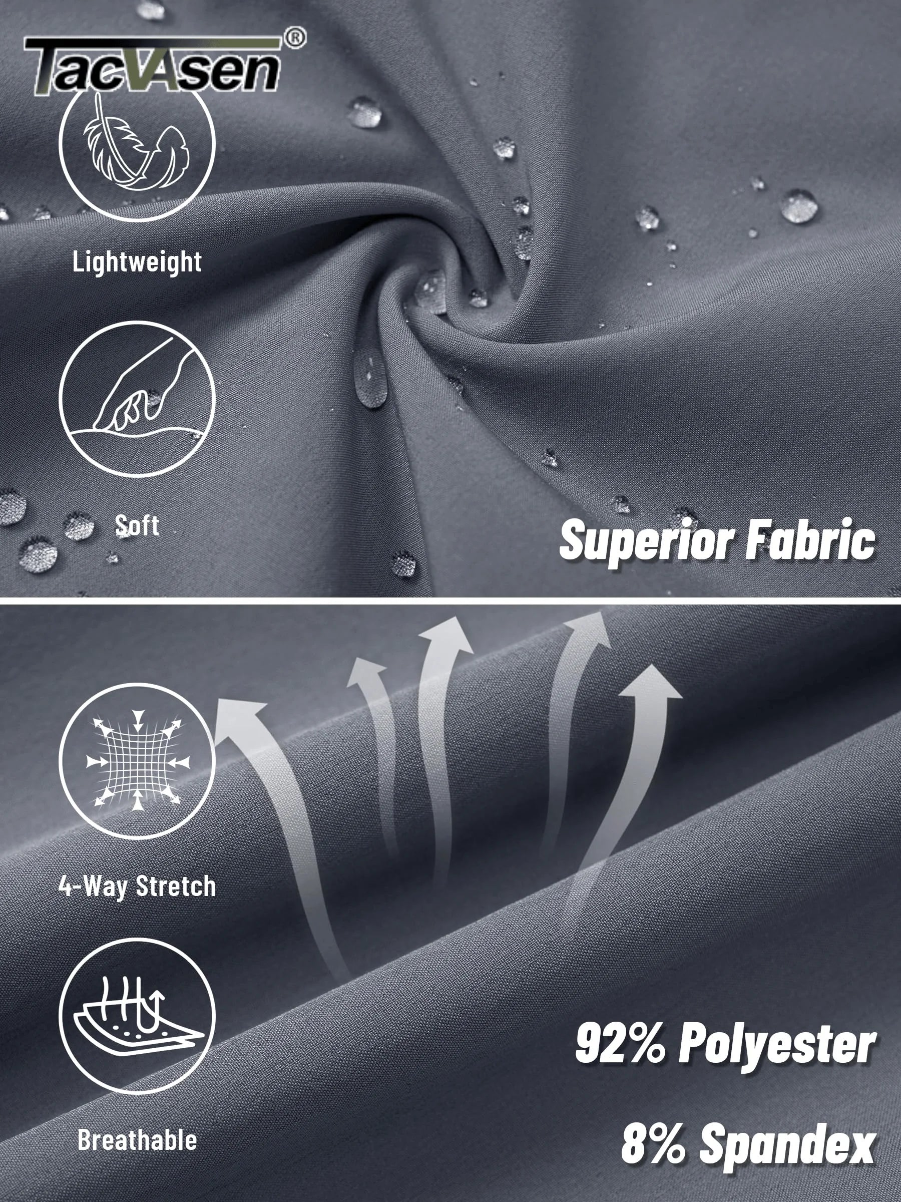 TACVASEN Quick Dry Hiking Pants Womens Outdoor Sports Drawstring Waist Joggers Waterproof Lightweight 3 Zipper Pockets Trousers