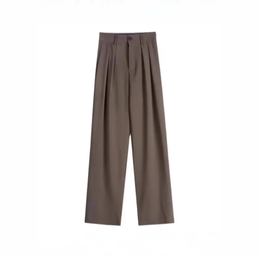 Elegant Drapey Wide Leg Suit Pants Women's High Waist Straight Casual Floor Length Trousers Spring Autumn New Style