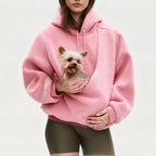 Ladies Winter Hooded Lamb Velvet Kangaroo Pocket Dog Mommy Outwear Sweatshirt Comfortable Street Style Trendy Fashion