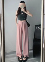 Elegant Drapey Wide Leg Suit Pants Women's High Waist Straight Casual Floor Length Trousers Spring Autumn New Style