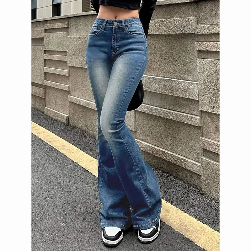 Taille Haute Évasé Stretchy Denim