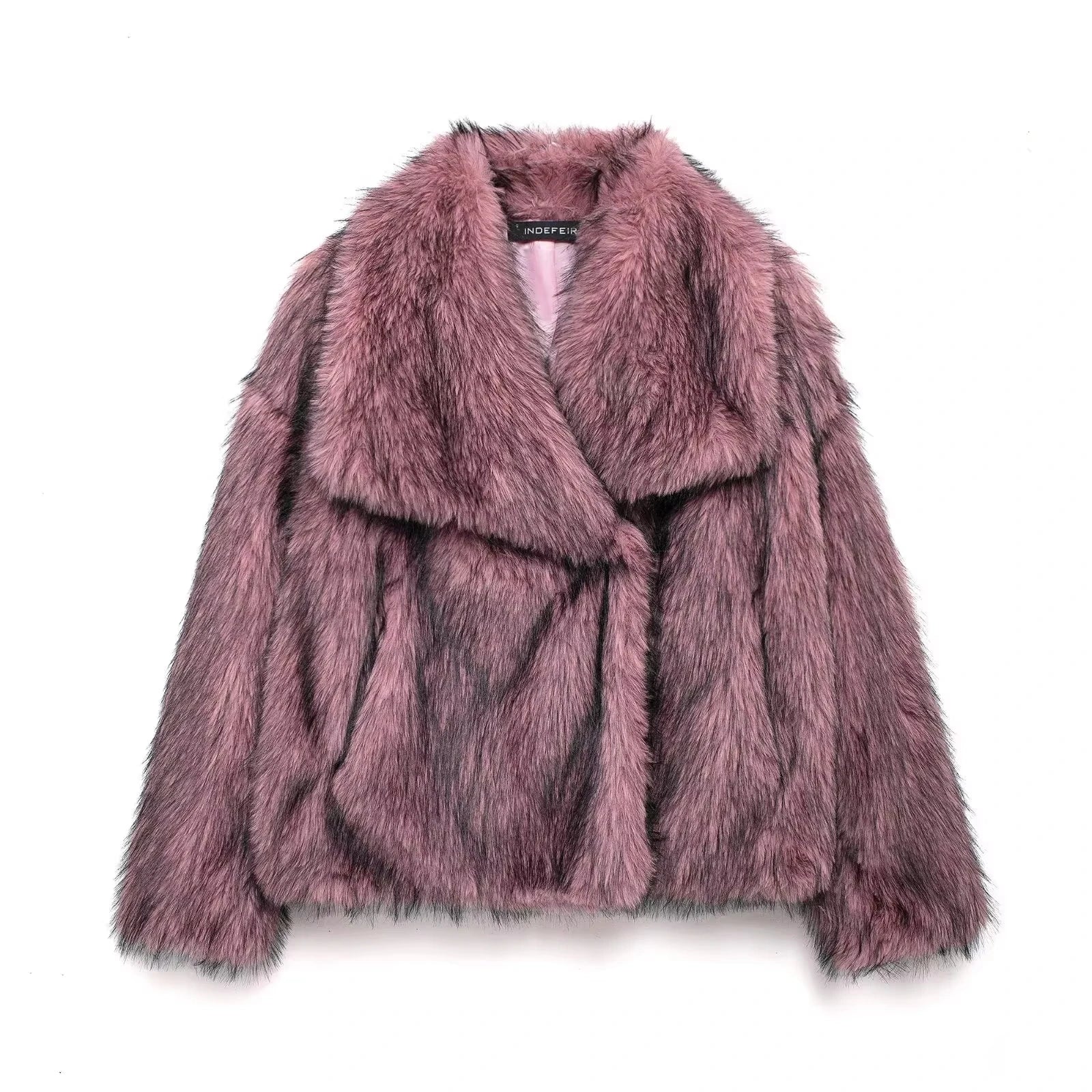 HH Women Elegant Faux Fur Coat Warm Fluffy Loose Long Sleeve Lapel Jacket Autumn Winter Fashion High Street Lady Outerwear