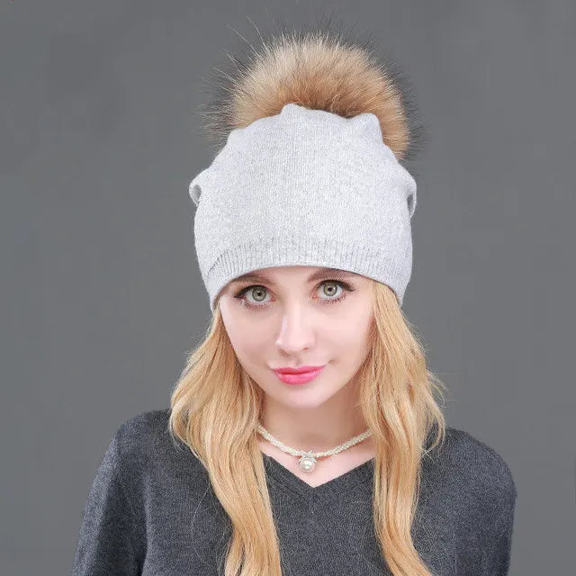 Bonnet en laine tricotée automne hiver pour femmes