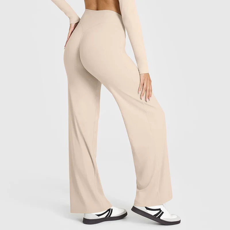 Pantalon à taille droite ultra doux pour femmes GYM Pilates sport de course
