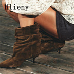 Bottine en daim plissé